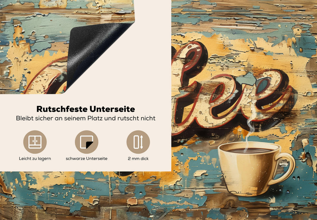 HERDABDECKPLATTE Kaffee - Vintage - Braun - Tasse 75x52 cm - Teakfarben, Kunststoff (75/0.2/52cm) - MuchoWow