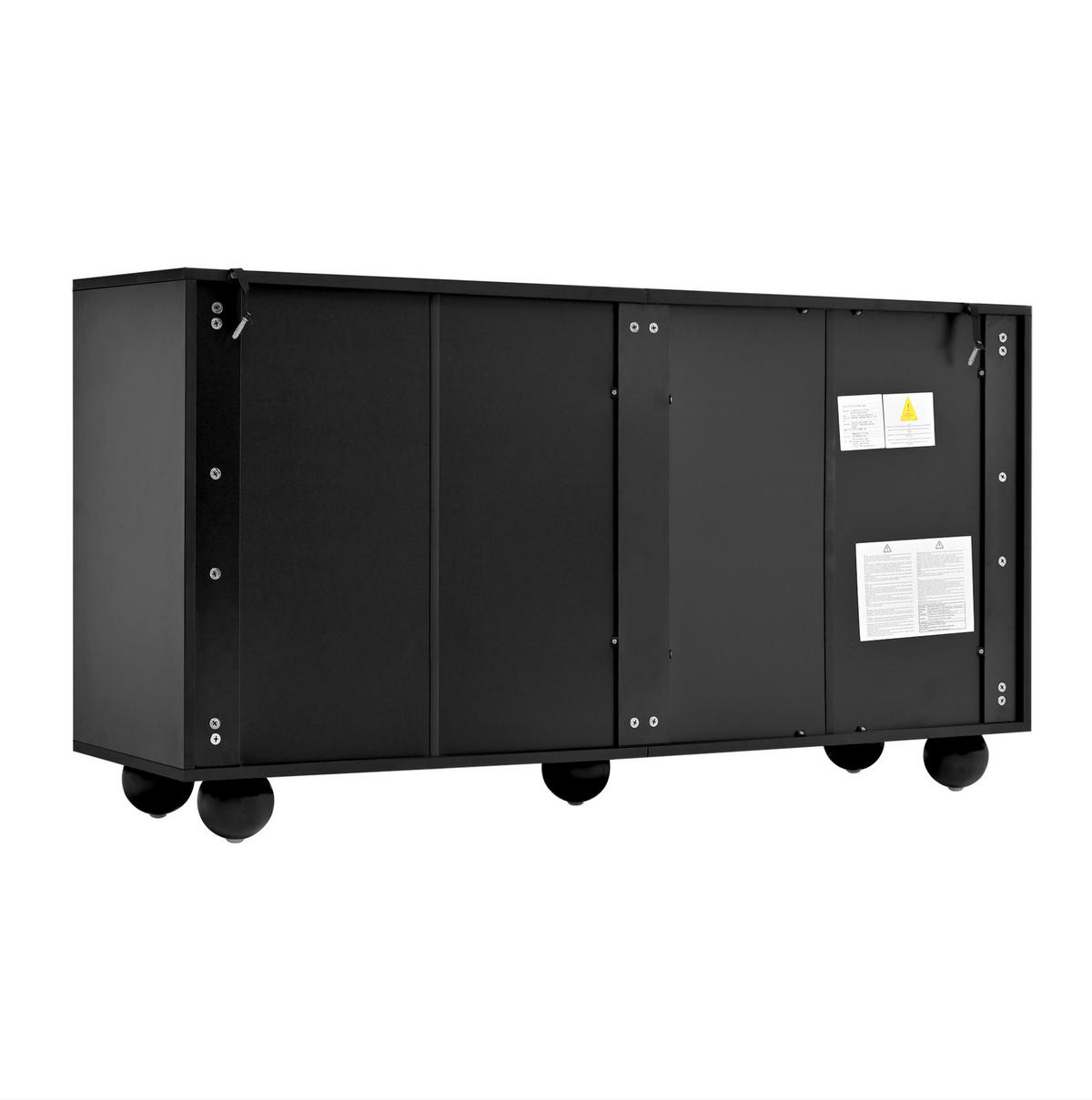 SIDEBOARD 140/38/74,5 cm weiß/schwarz aus Spanplatte mit 6 Schubladen - Weiß, Holzwerkstoff (140/74.5/38cm) - OKWISH