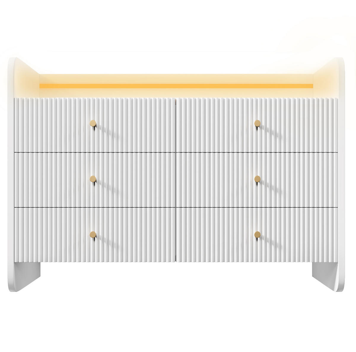 SIDEBOARD 120/40/75 cm z dřevotřísky bílá, LED osvětlení, 6 zásuvek - bílá, kompozitní dřevo (120/75/40cm) - Modenvie