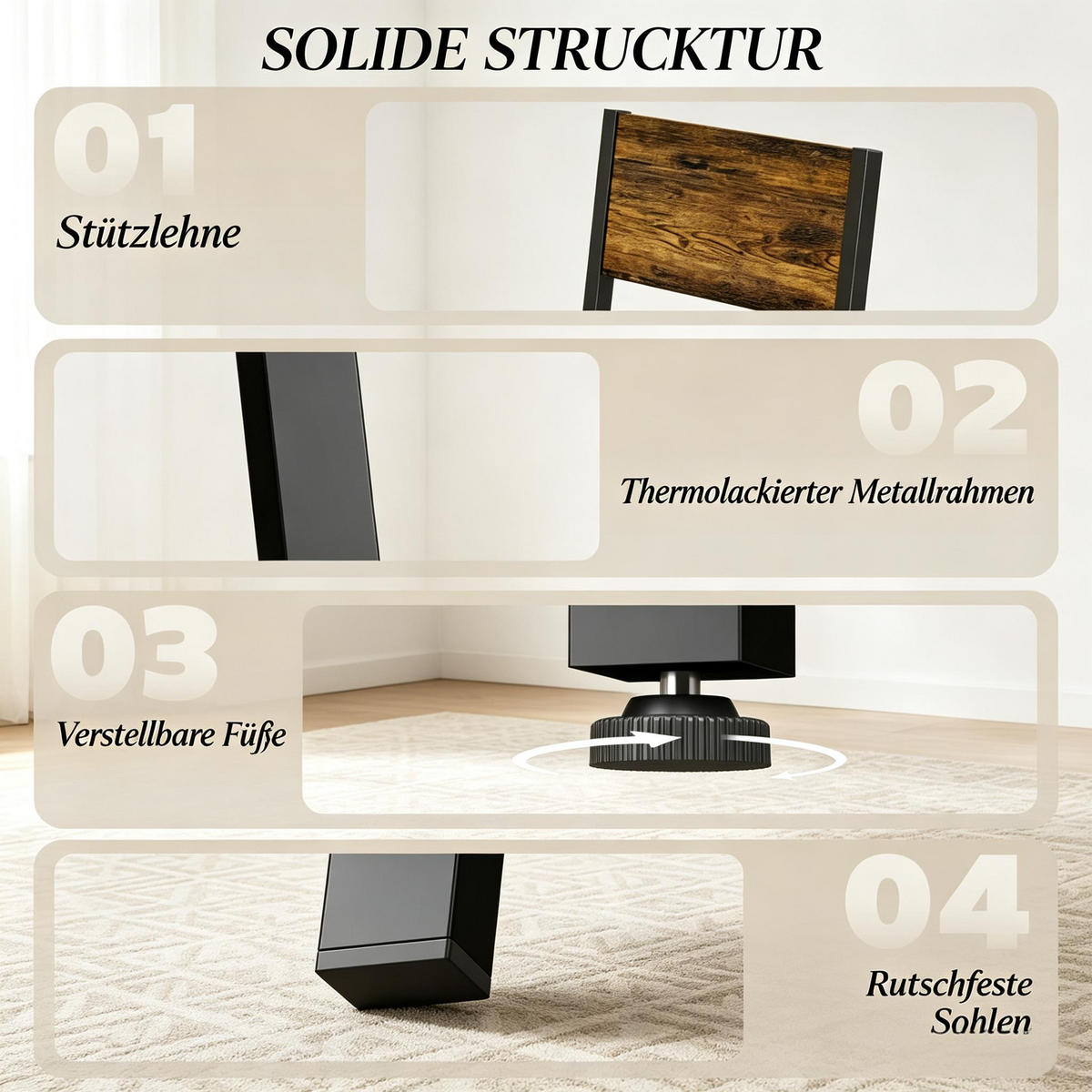 ESSGRUPPE DE-39314 108/60 cm Tisch mit 4 Stühlen Rustikalbraun - Braun, Holzwerkstoff (108/76/60cm) - ComfortXL