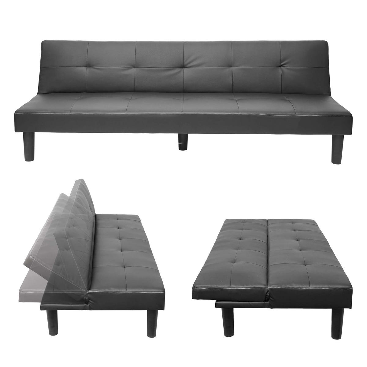 3ER-SOFA Schwarz - Schwarz, Textil (195/68/73cm) - MCW