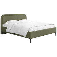 POLSTERBETT Jasmine Slim mit Bettkasten, Lattenrost & hohen Metallfüßen in Grün Chenille 140x200 cm - Birkefarben/Schwarz, Holz/Textil (140/200cm) - WFL GROUP