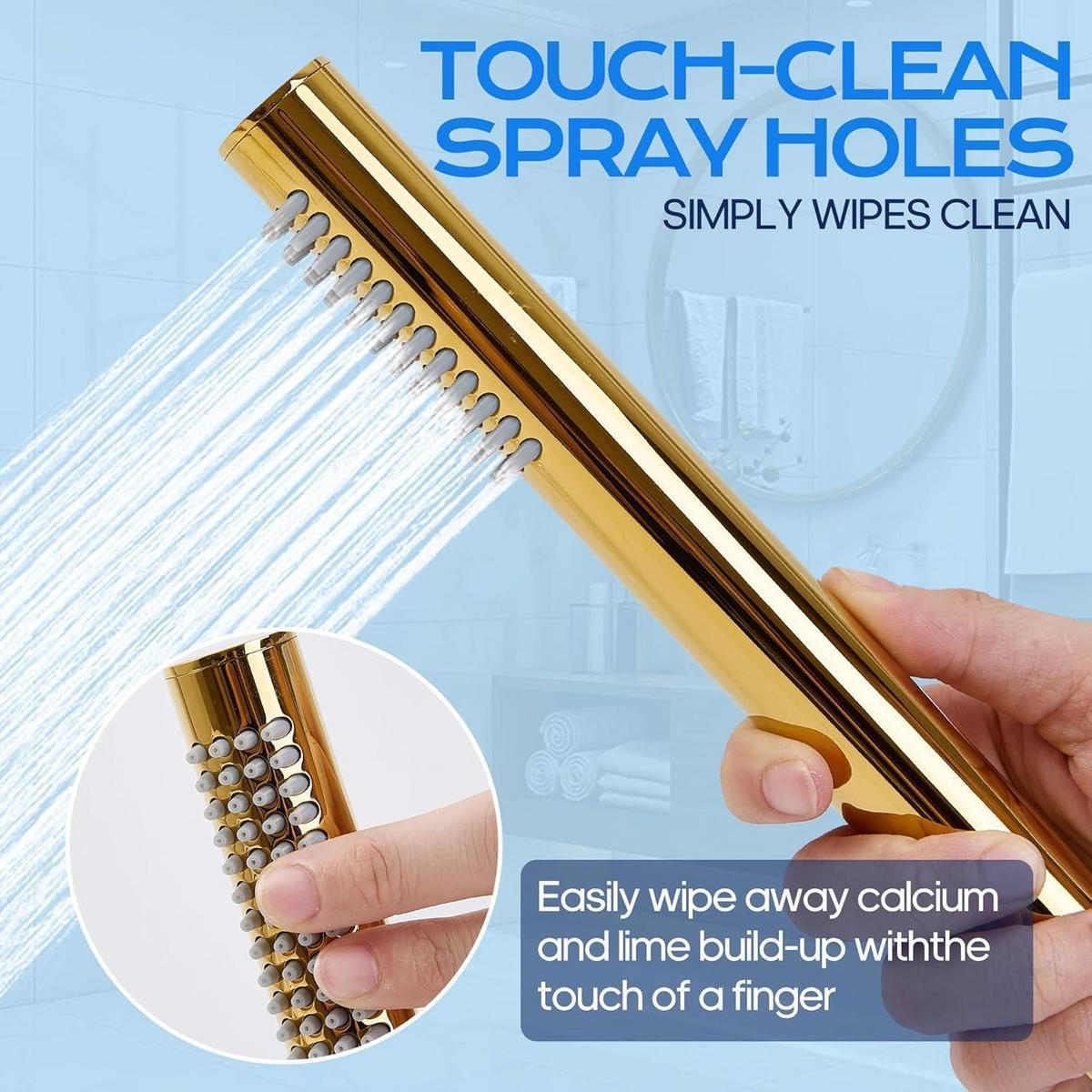 HANDBRAUSE Edelstahl 304 Wassersparend Gelb - Goldfarben, Metall (3/12.7/21cm)