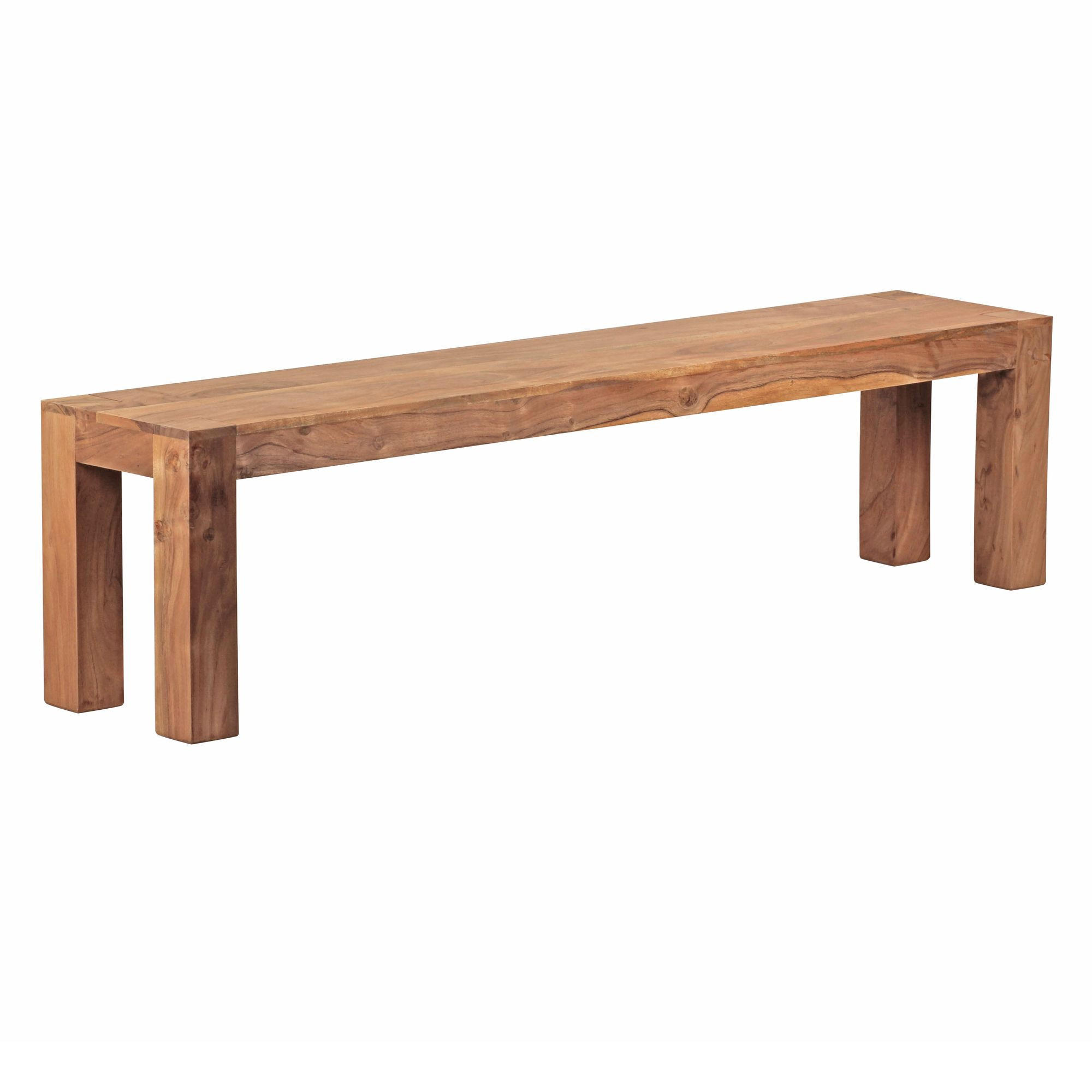 ESSZIMMERBANK MUMBAI Massivholz Landhausstil, Akazie 180x35x45 cm - Braun/Akaziefarben, Holz (180/45/35cm) - KADIMA DESIGN
