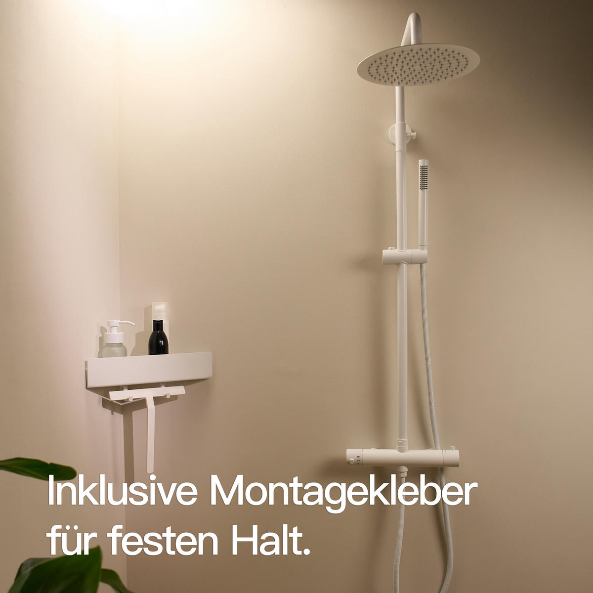 DUSCHABLAGE OHNE BOHREN | Eckregal Matt Weiß - Weiß, Metall (38/7.5/22cm) - Designfabrik Hamburg