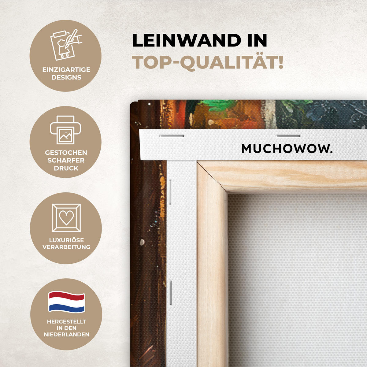 LEINWANDBILD Katze - Weihnachten - Winter - Tier Wandbilder 80x60 cm - Bernsteinfarben, Textil (80/60cm) - MuchoWow