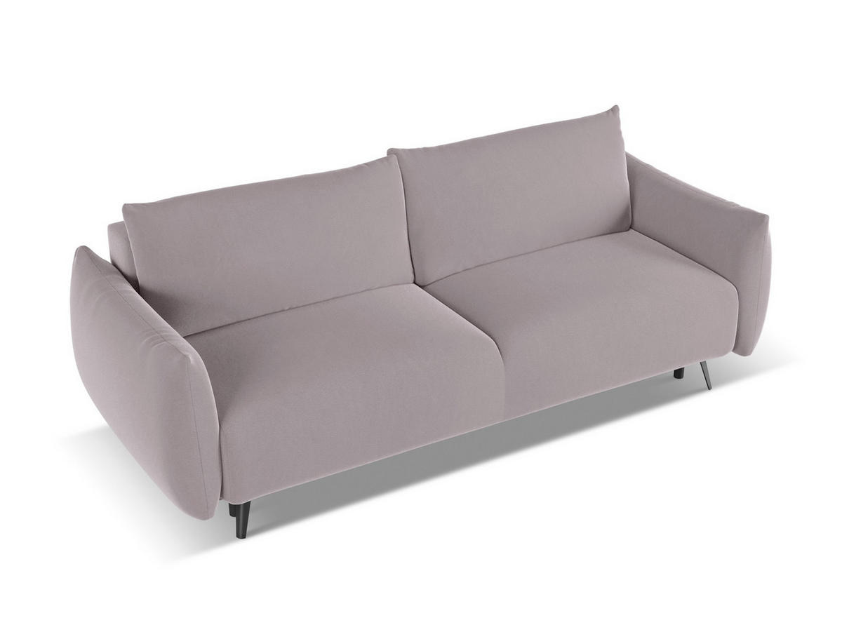 3-SITZER SOFA mit Schlaffunktion Chenille Stoff Grau - Silberfarben/Schwarz, Kunststoff/Textil (216/86/105cm) - Makamii