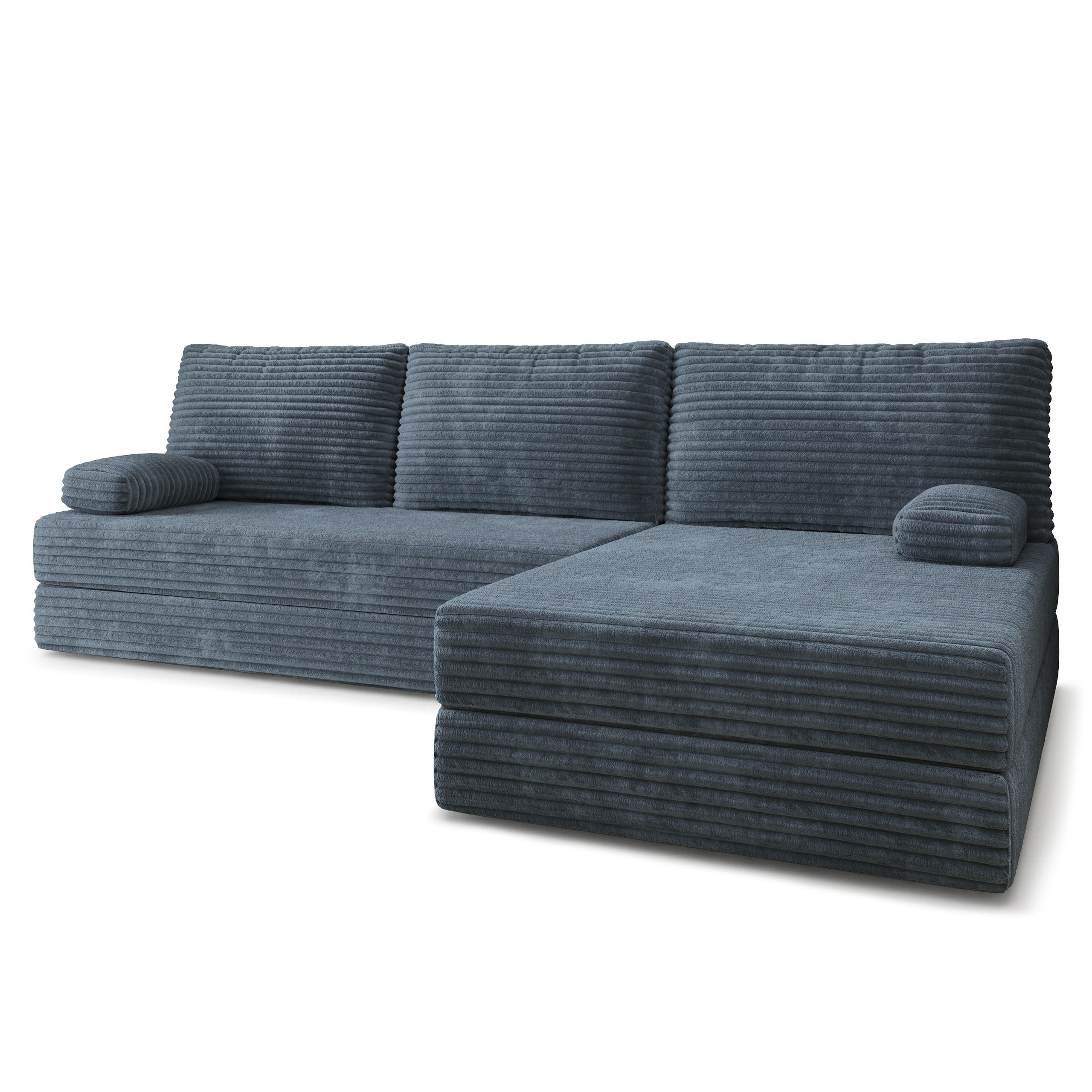 ECKSOFA ANKO modulares Boneless Sofa mit Schlaffunktion Grau Kordstoff - Blaugrau, Textil (270/160cm) - MASSENO