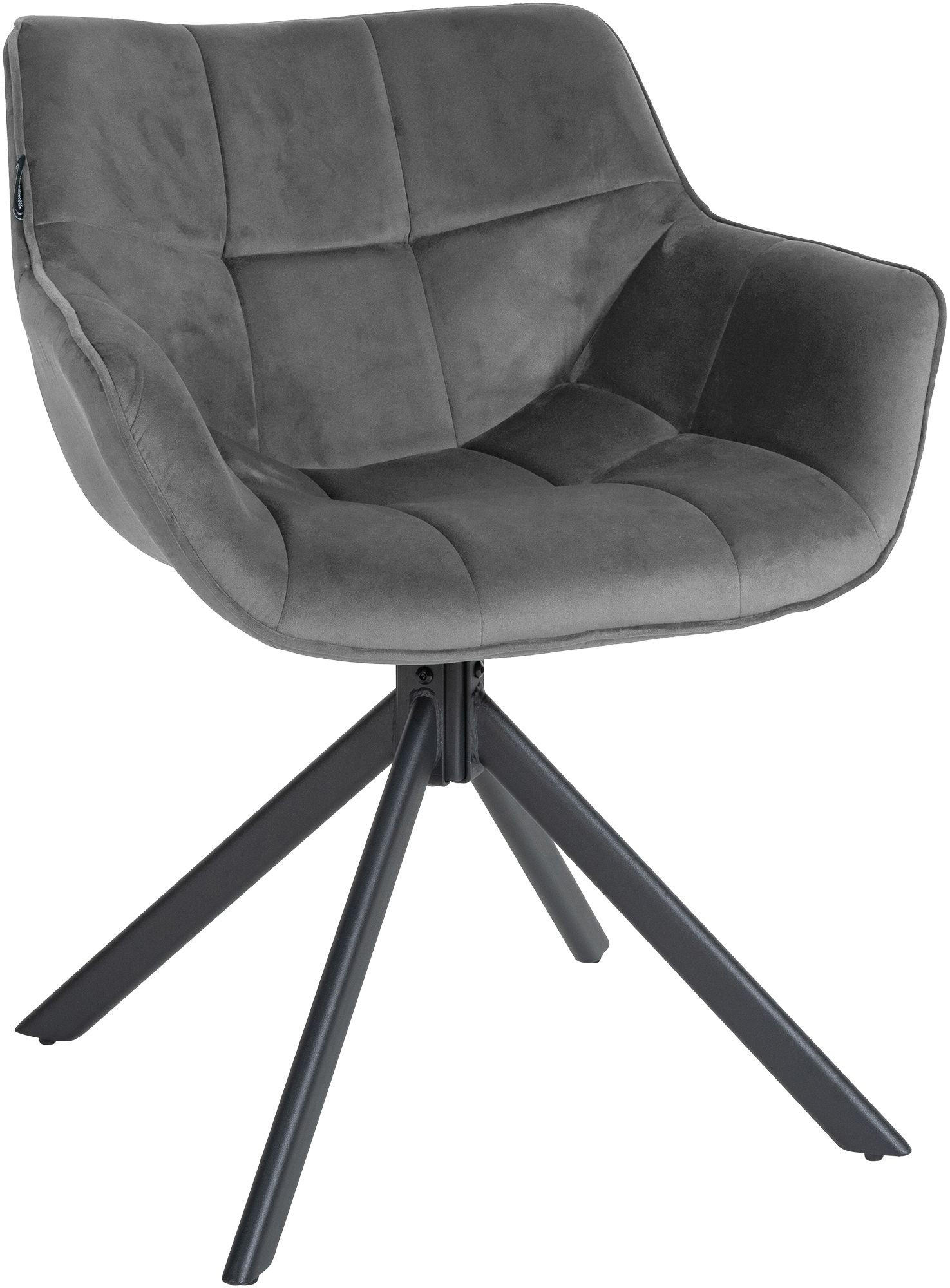 STUHL Samt grau - Schwarz/Grau, Textil/Metall (65/78/59cm) - CLP