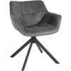 STUHL Samt grau - Schwarz/Grau, Textil/Metall (65/78/59cm) - CLP