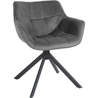 STUHL Samt grau - Schwarz/Grau, Textil/Metall (65/78/59cm) - CLP