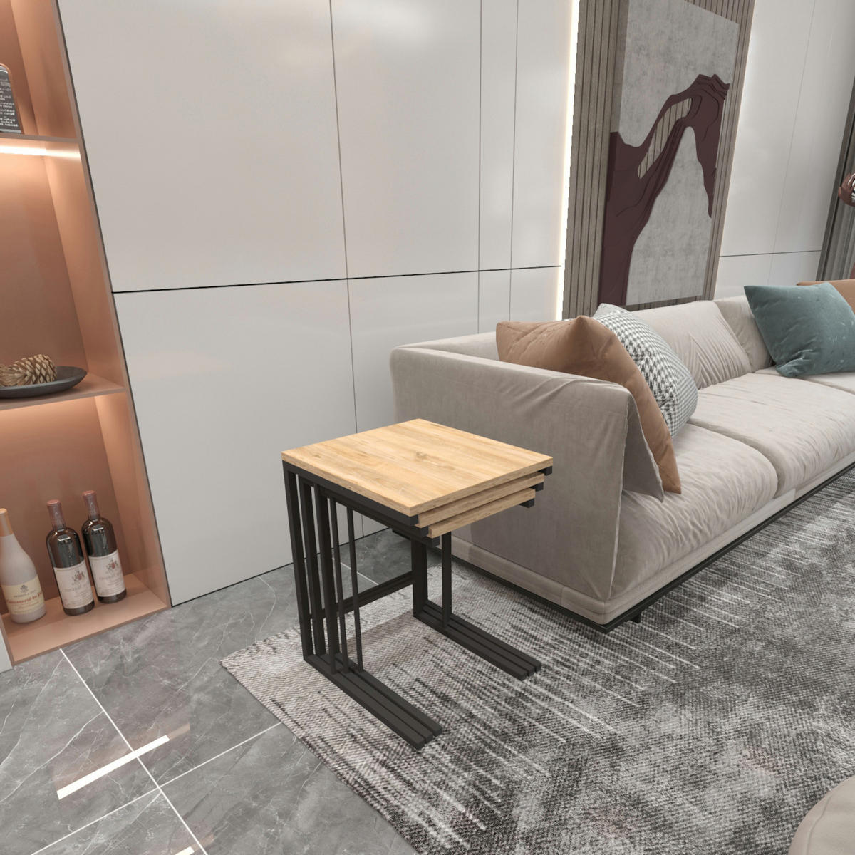 SATZTISCH Jakobstad im 3er Set - Braun, Holzwerkstoff (40/44/55cm) - [en.casa]