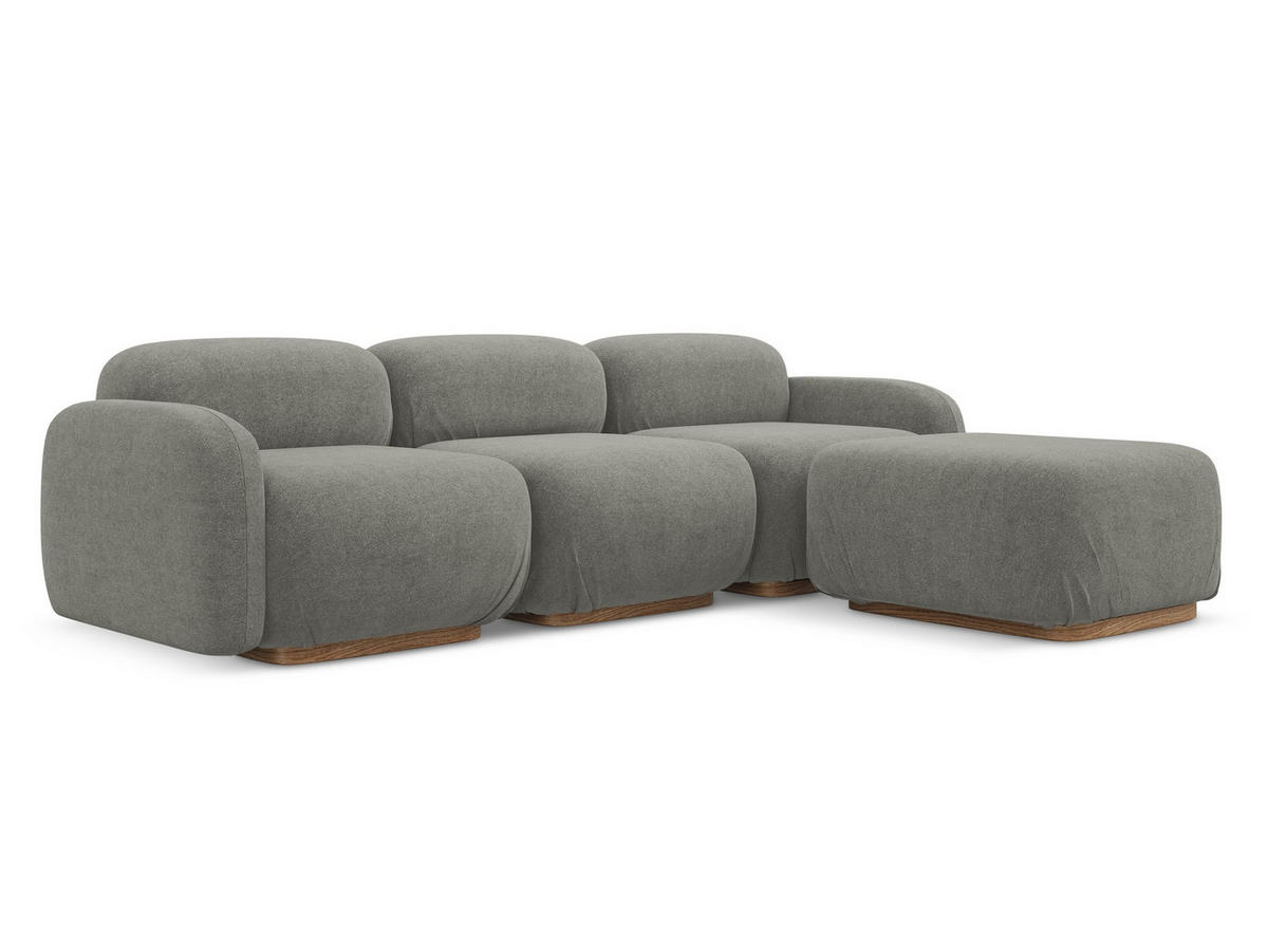 ECKSOFA Beidseitig Bouclé Stoff Beige - Greige/Beige, Holz/Textil (270/190cm) - Makamii