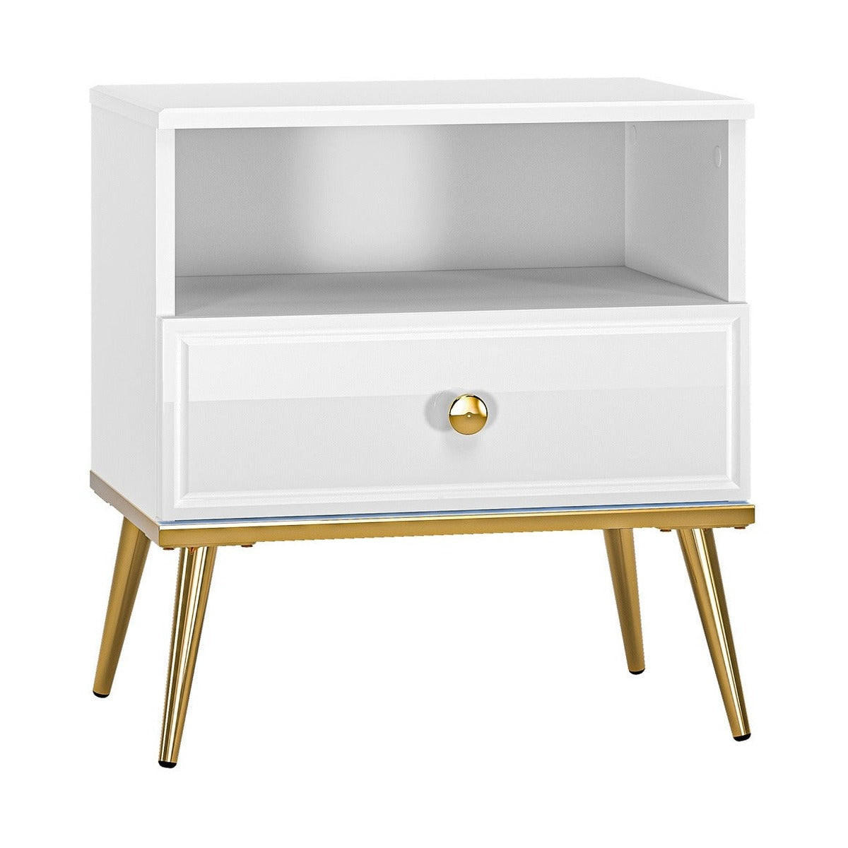 NACHTTISCH – 50 cm – Goldin – Weiß Hochglanz - Weiß Hochglanz, Holzwerkstoff (50/54/34cm) - hi-markt