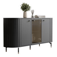 KOMMODE dreitürig, Schwarz mit LED-Beleuchtung - Schwarz, Holzwerkstoff (190/81/40cm) - Idohome