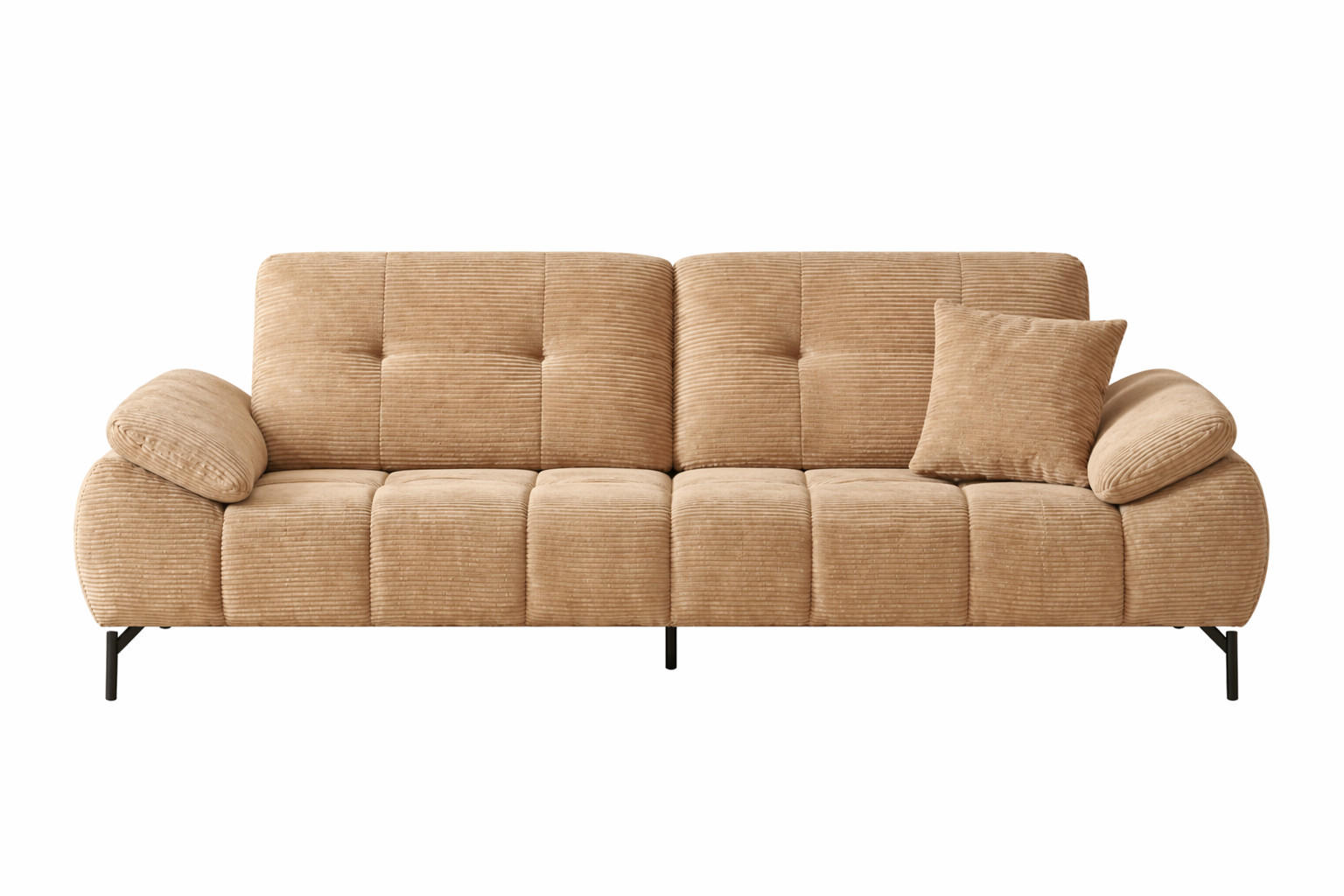 BIG Sofa Tiko Cord 245cm - Schwarz/Braun, Holz/Metall (245/97/100cm) - Möbeldreams