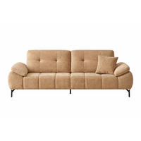 BIG Sofa Tiko Cord 245cm - Schwarz/Braun, Holz/Metall (245/97/100cm) - Möbeldreams