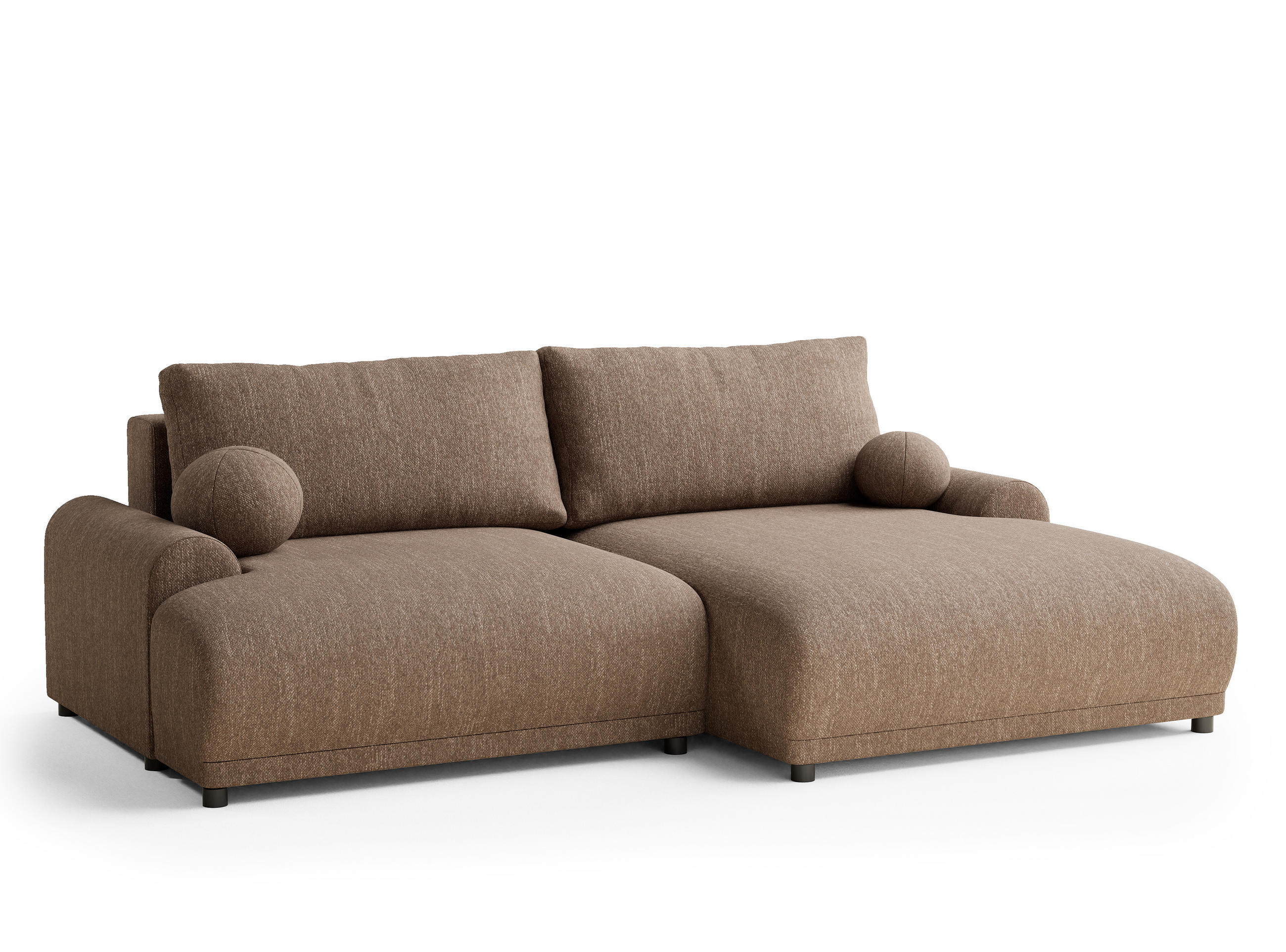 ECKSOFA MIT SCHLAFFUNKTION Tallin Braun Webstoff - Schwarz/Braun, Holz/Holzwerkstoff (240/145cm) - Maison de Reve