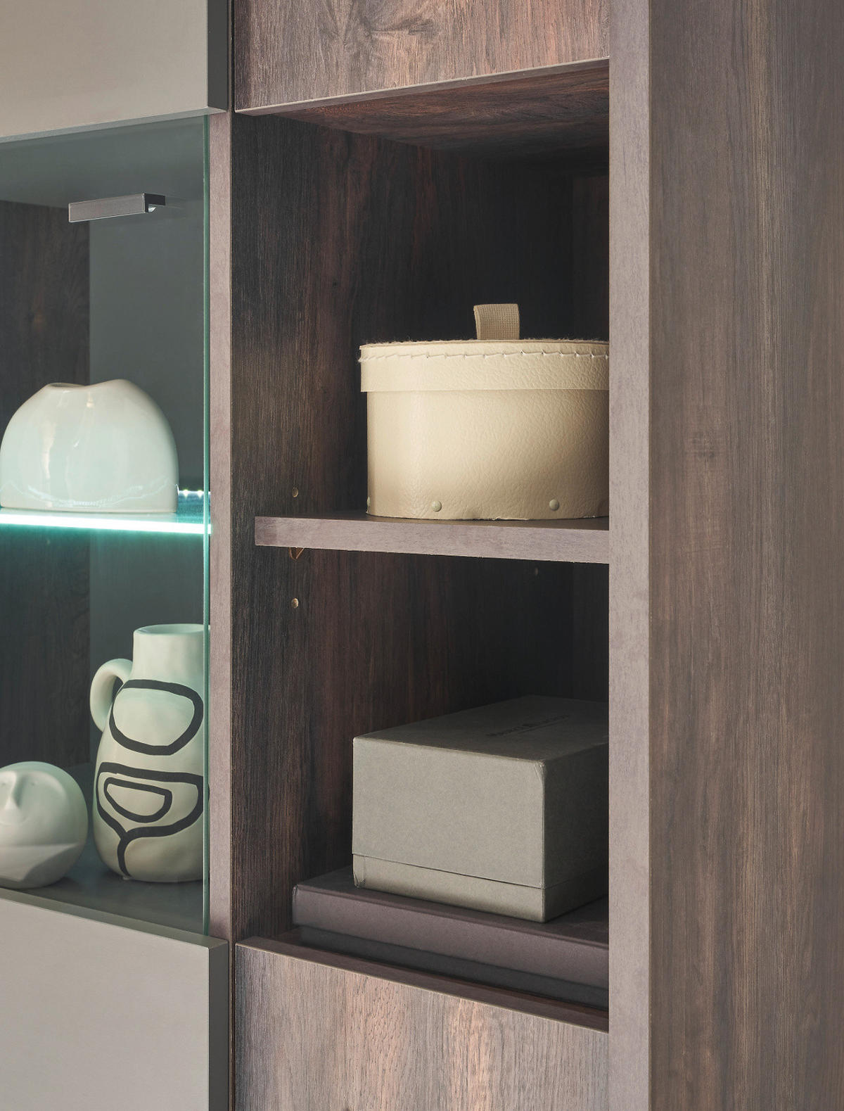 ESSZIMMER-SET Thermo Eiche, grau, Speisezimmer 4-teilig mit Soft-Close - Eichefarben/Schwarz, Glas/Holzwerkstoff (200/200/81cm) - Furn.Design