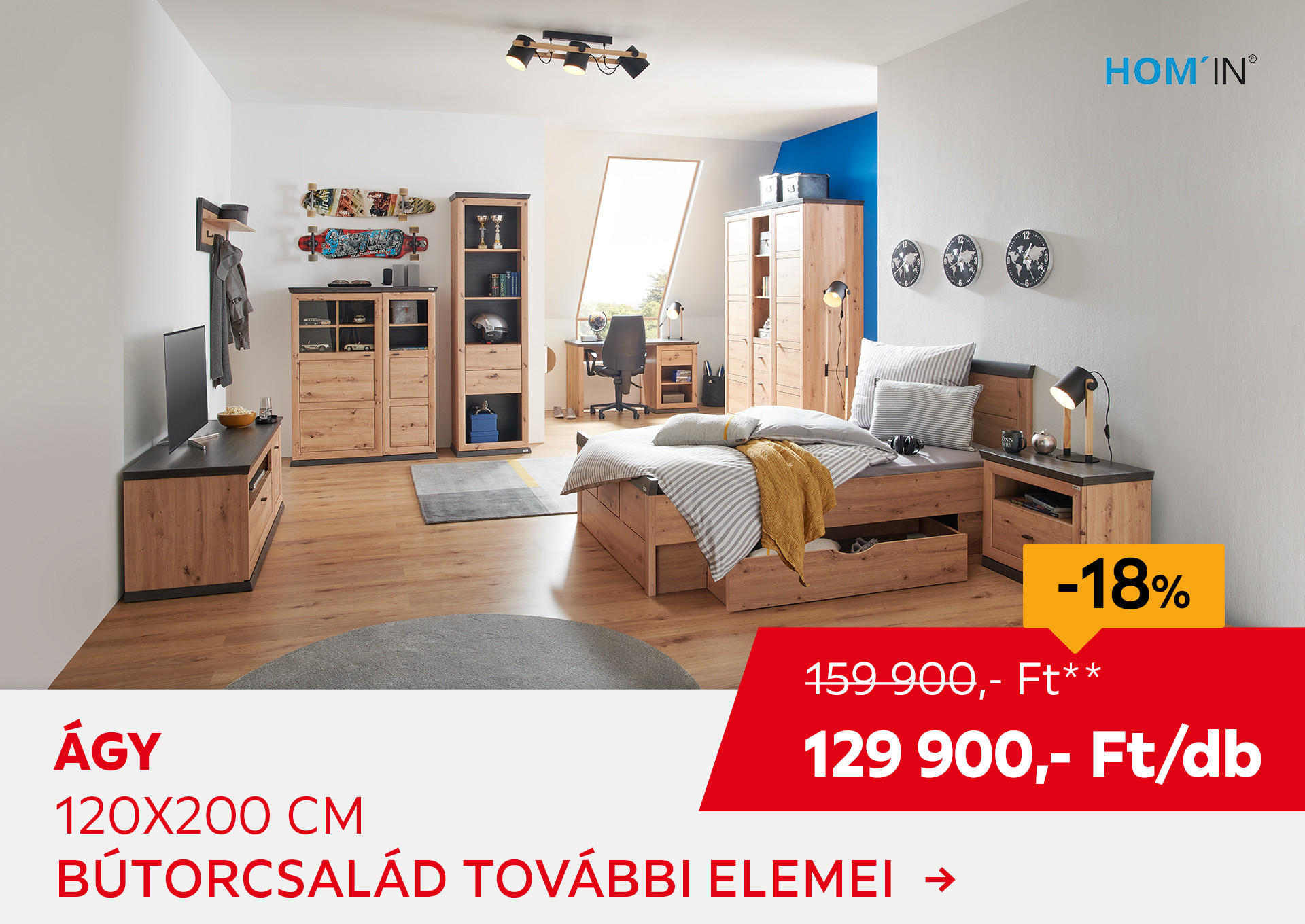 ÁGY 120X200  cm /DB Kiemelt termék 159900 Ft.- helyett 129900 Ft.-