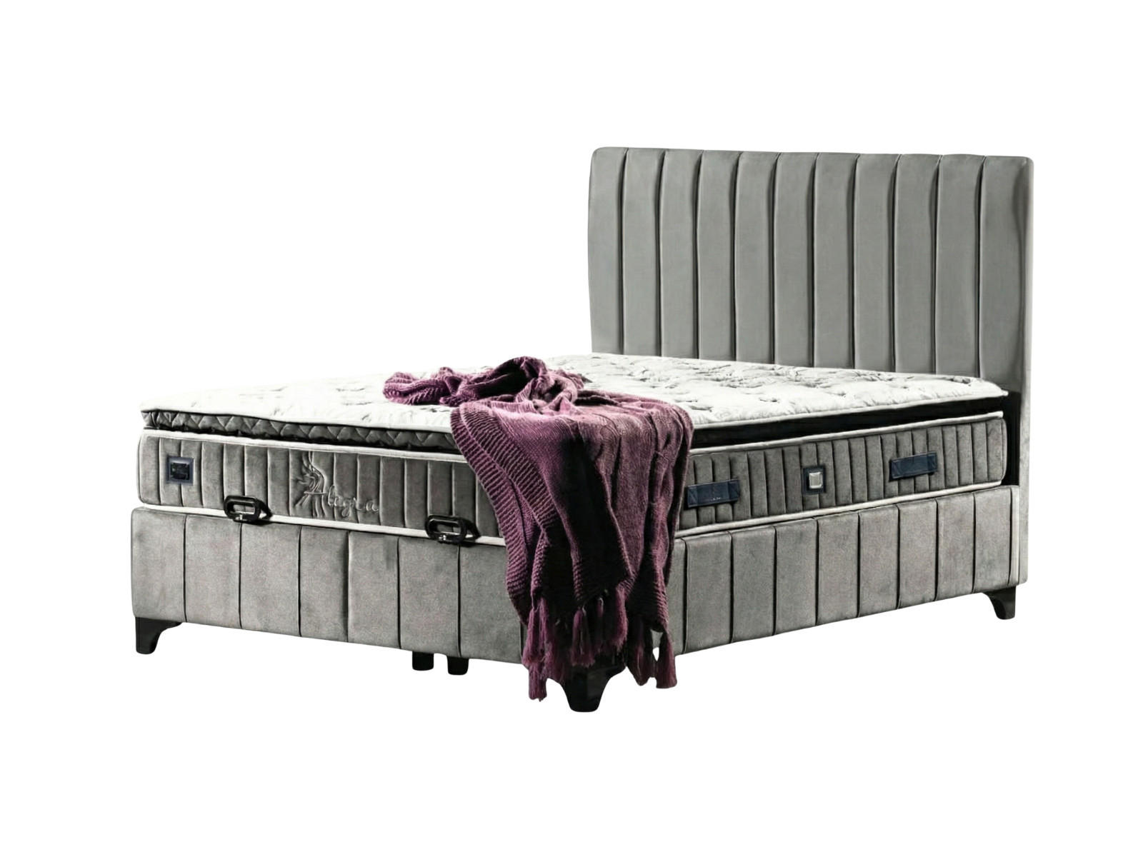POLSTERBETTSET Alegra 180x200 Grau - Grau, Textil/Metall (180/200cm) - Villa Möbel