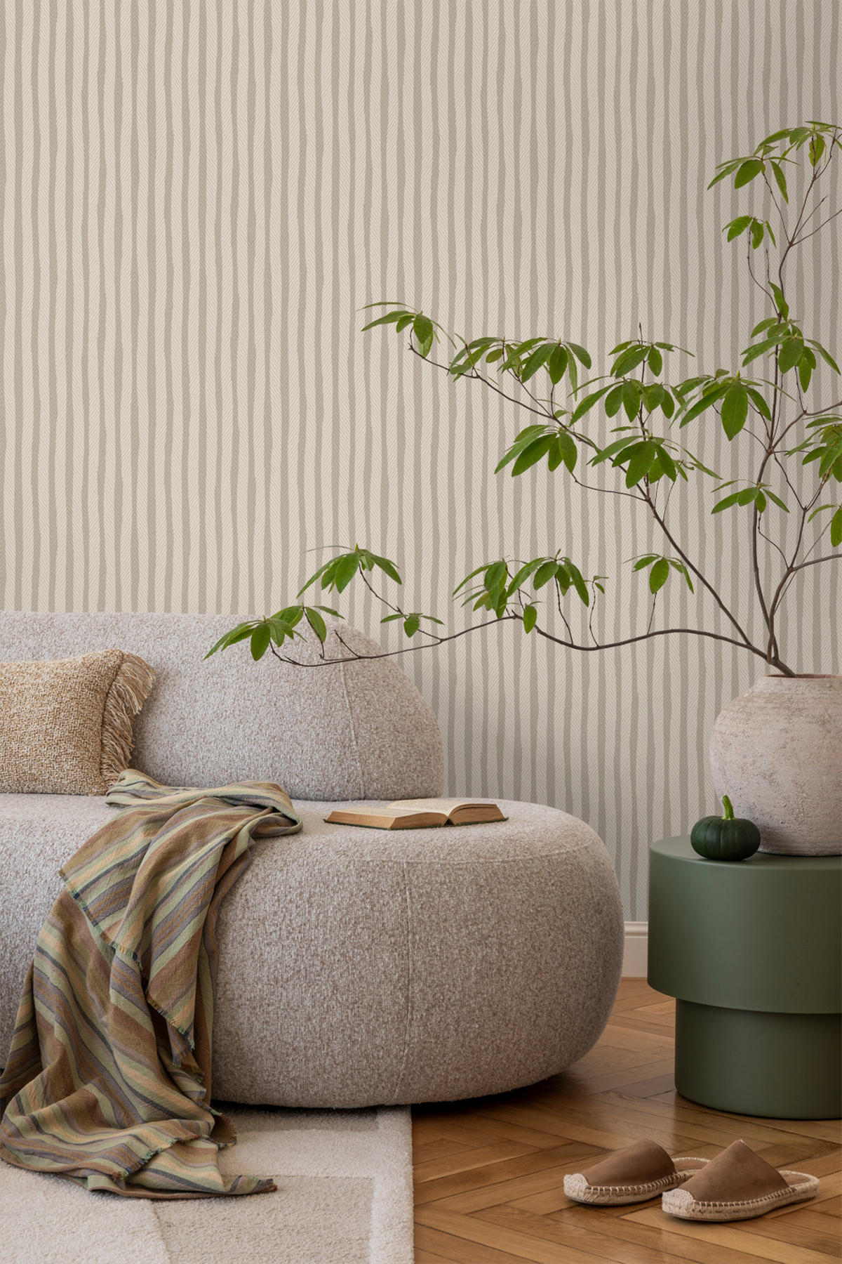 TAPETE Streifen 53 cm x 10 m - Beige, Papier (53/1000cm) - Sanders & Sanders