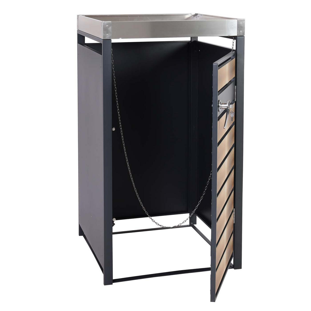 MÜLLTONNENBOX 1er mit Pflanzkasten 125x68x80cm Anthrazit Gold erweiterbar - Goldfarben, Metall (68/125/80cm) - PROREGAL