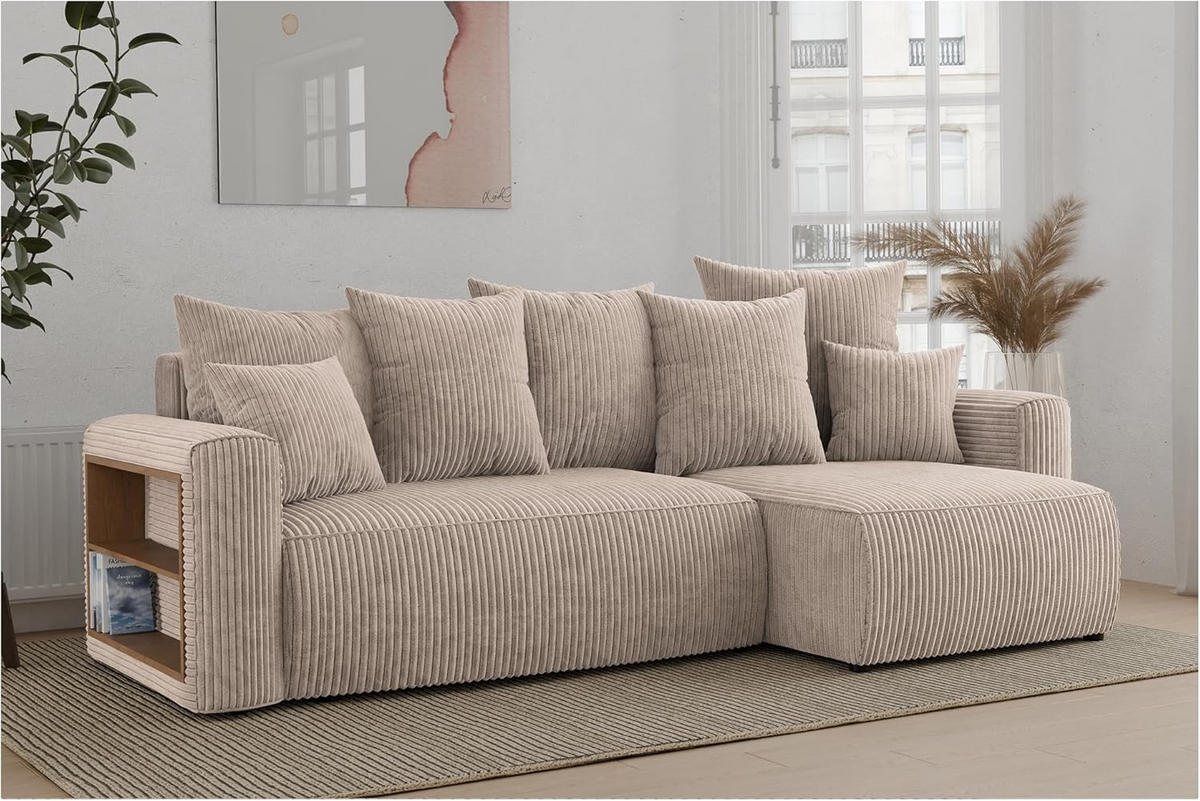 ECKSOFA SOLARIS L - Blau/Beige, Holzwerkstoff (238/142cm) - Meblini