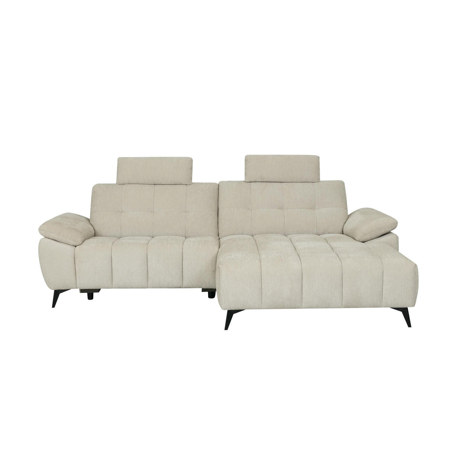 ECKSOFA Webstoff Creme Beige - Beige/Schwarz, Textil/Metall (268/156cm) - Furnhouse
