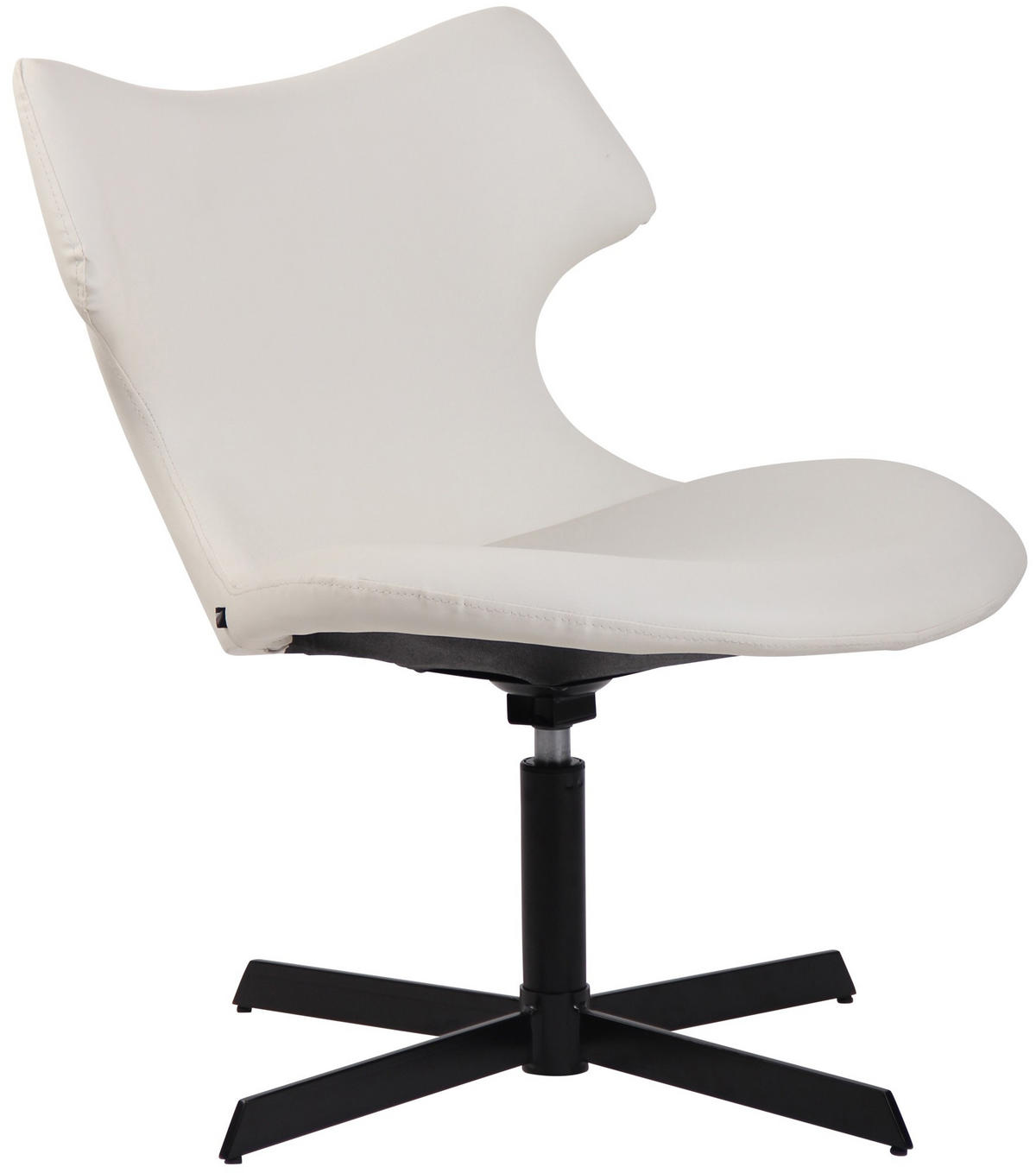 DREHSTUHL Lederlook weiß - Schwarz/Weiß, Textil/Metall (65/79/69cm) - CLP