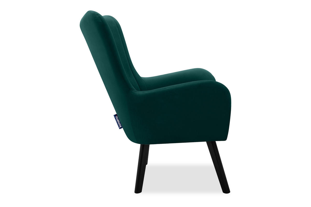 OHRENSESSEL GADI Velourstoff, Blaugrün - Blau/Schwarz, Holz/Textil (76/100/78cm) - KONSIMO®