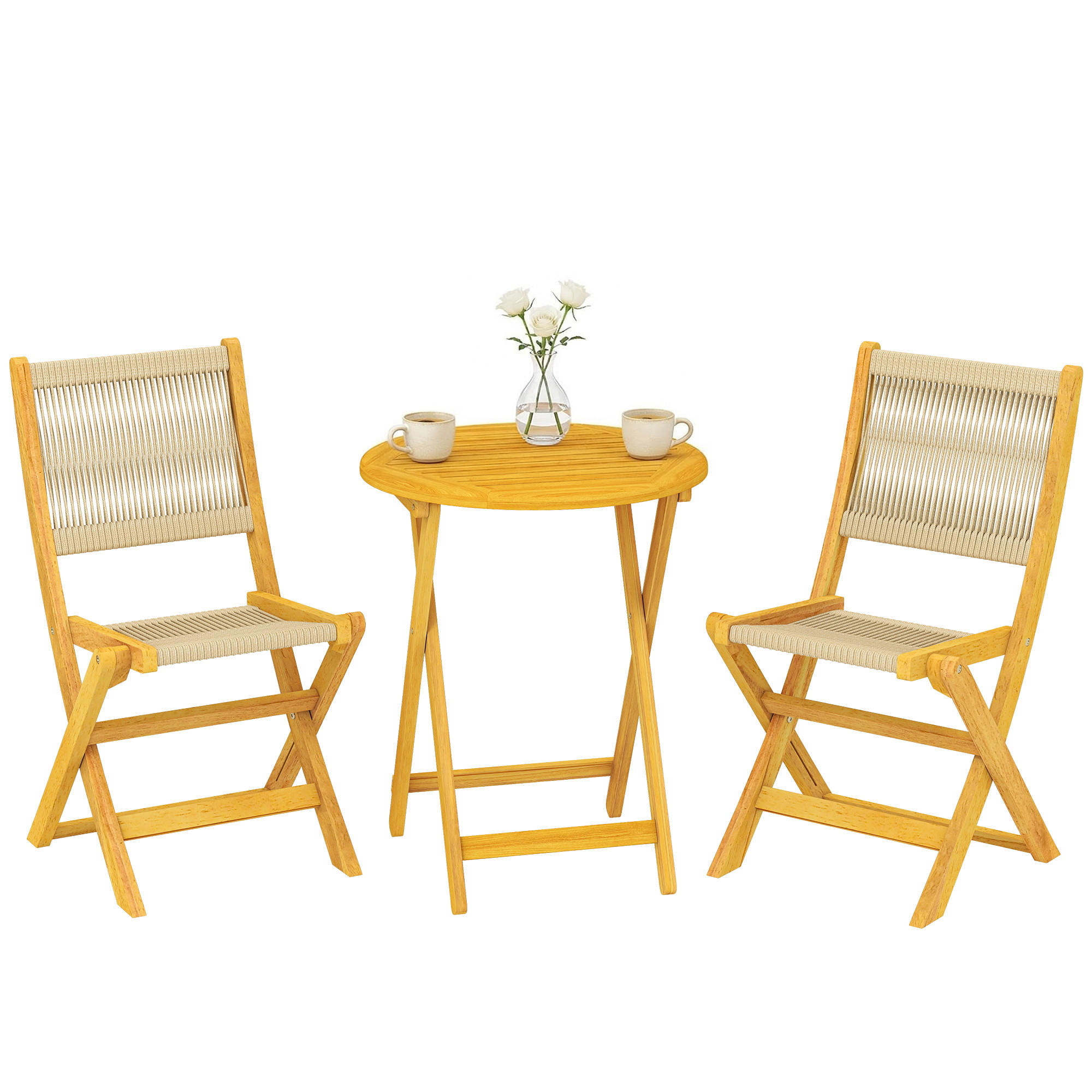 BALKONSET DE-14184 120x70 cm, mit Lattenrost, abgerundete Kanten Grau - Naturfarben, Holz - ComfortXL