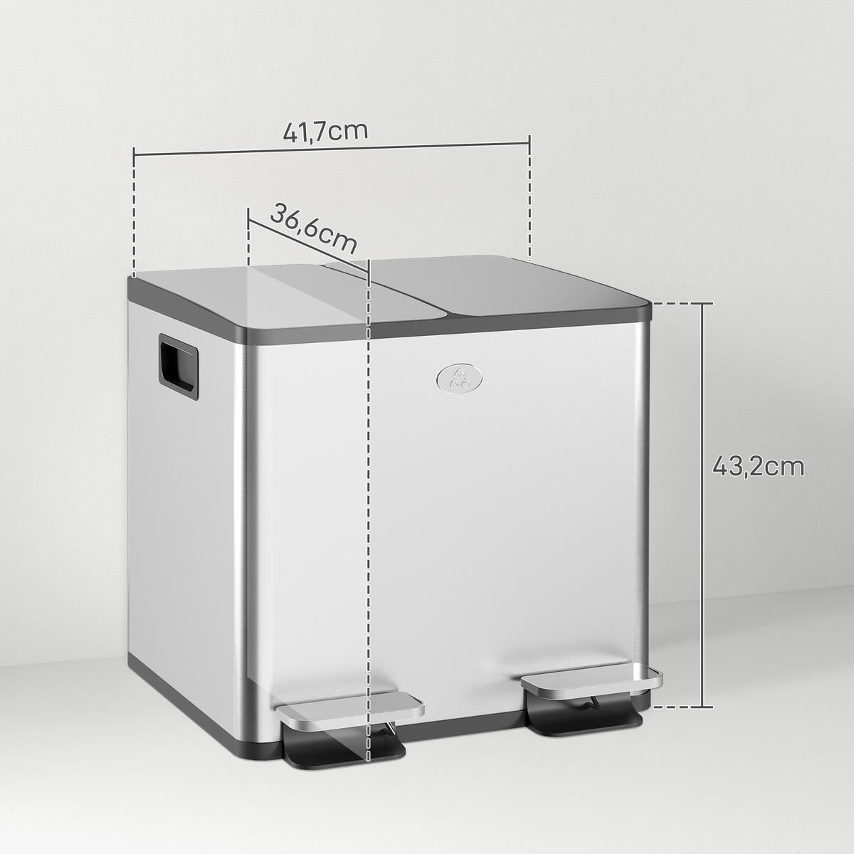 ABFALLEIMER Silberfarben 1 Stück - Silberfarben, Metall (36.6/43.2/41.7cm) - GiPP