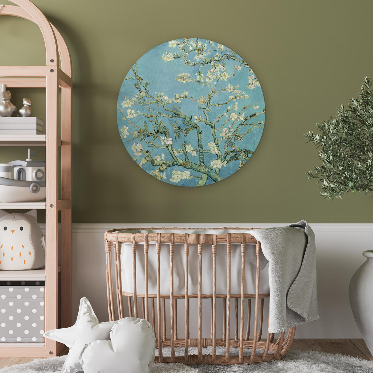 WANDBILD Van Gogh - Mandelblüte - Alte Meister - Kunst - Vintage 60x60 cm - Pastellblau, Kunststoff (60/60cm) - MuchoWow