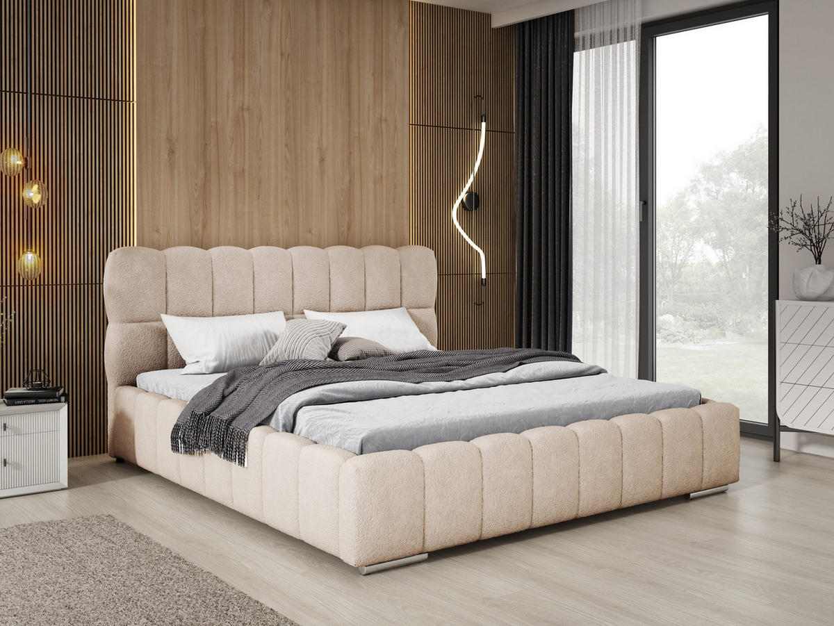 POLSTERBETT 180x200 cm Avilla mit Bettkasten, Lattenrost, Boucle, Beige - Beige, Holz/Textil (180/200cm) - Emporius