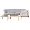 LOUNGE SET 6-Sitzer hellbraun rechtsseitig modular Auflagen hellgrau Rima III - Hellbraun, Metall - Beliani