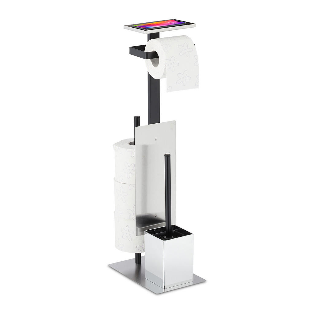 SET-WC Argintiu Negru inox cu poliță