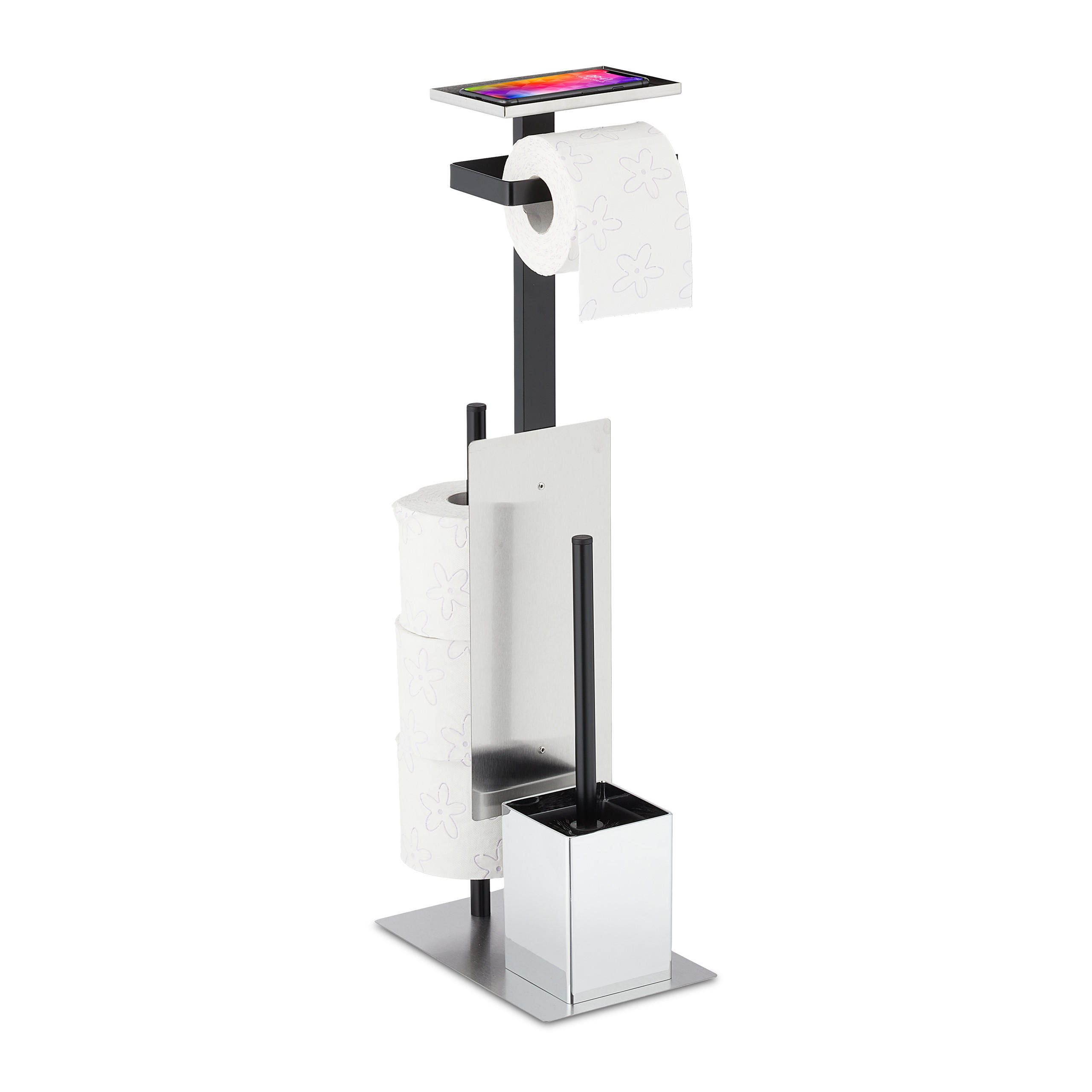 WC-GARNITUR - Multicolor, Kunststoff/Metall (26/69/18cm) - Relaxdays