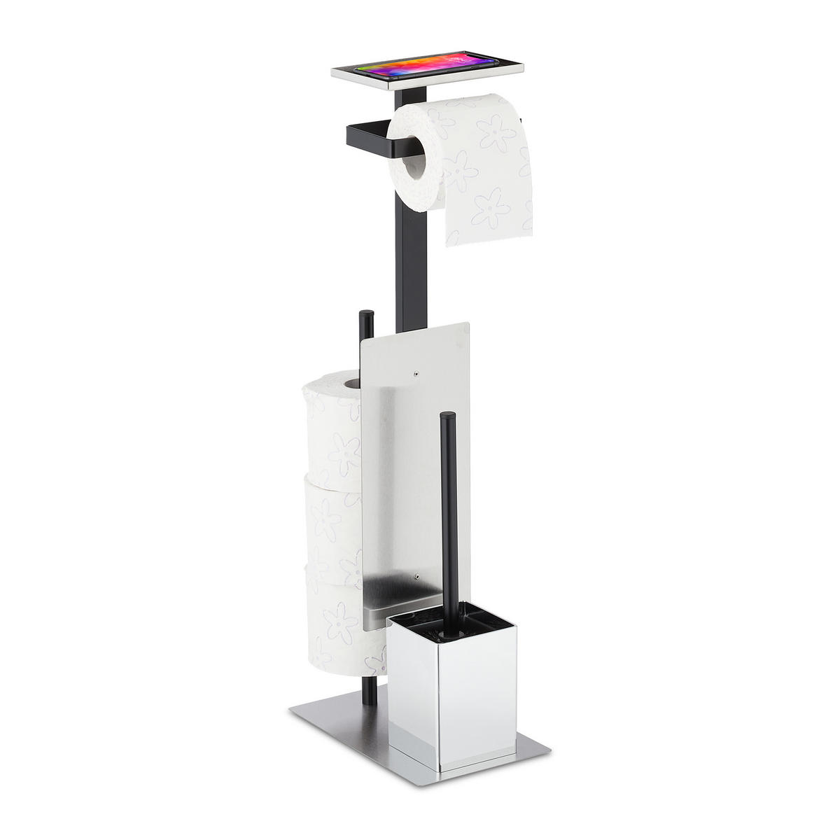 WC-GARNITUR - Multicolor, Kunststoff/Metall (26/69/18cm) - Relaxdays