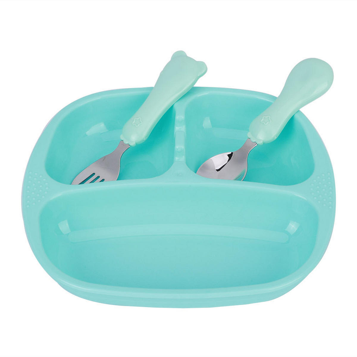BESTECK-SET 2-teiliges Baby-Besteck-Set - Grün, Metall