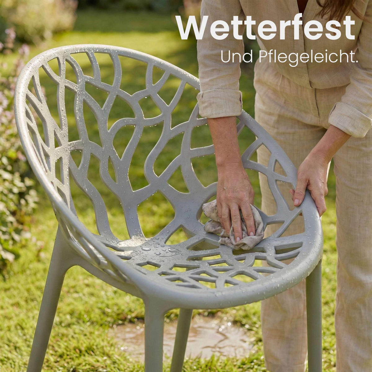GARTENSTUHL Kunststoff Hellgrau - Hellgrau, Kunststoff (59/80/60cm) - CLP