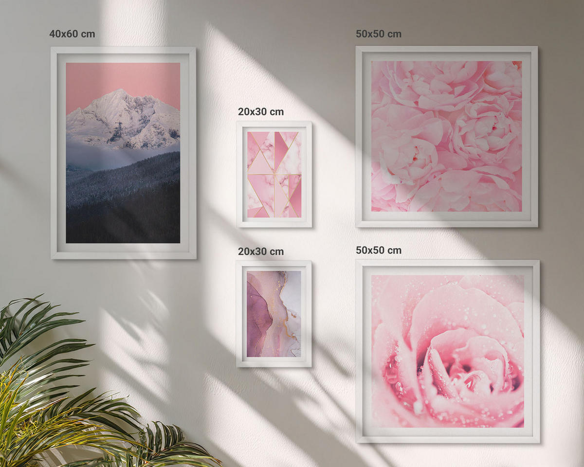 BILDER SET 5er Set - 50x50 cm & 20x30 cm & 40x60 cm Weißer Rahmen - Abstraktionen dekorativer Malerei - Weiß, Kunststoff (40/60cm) - TULUP