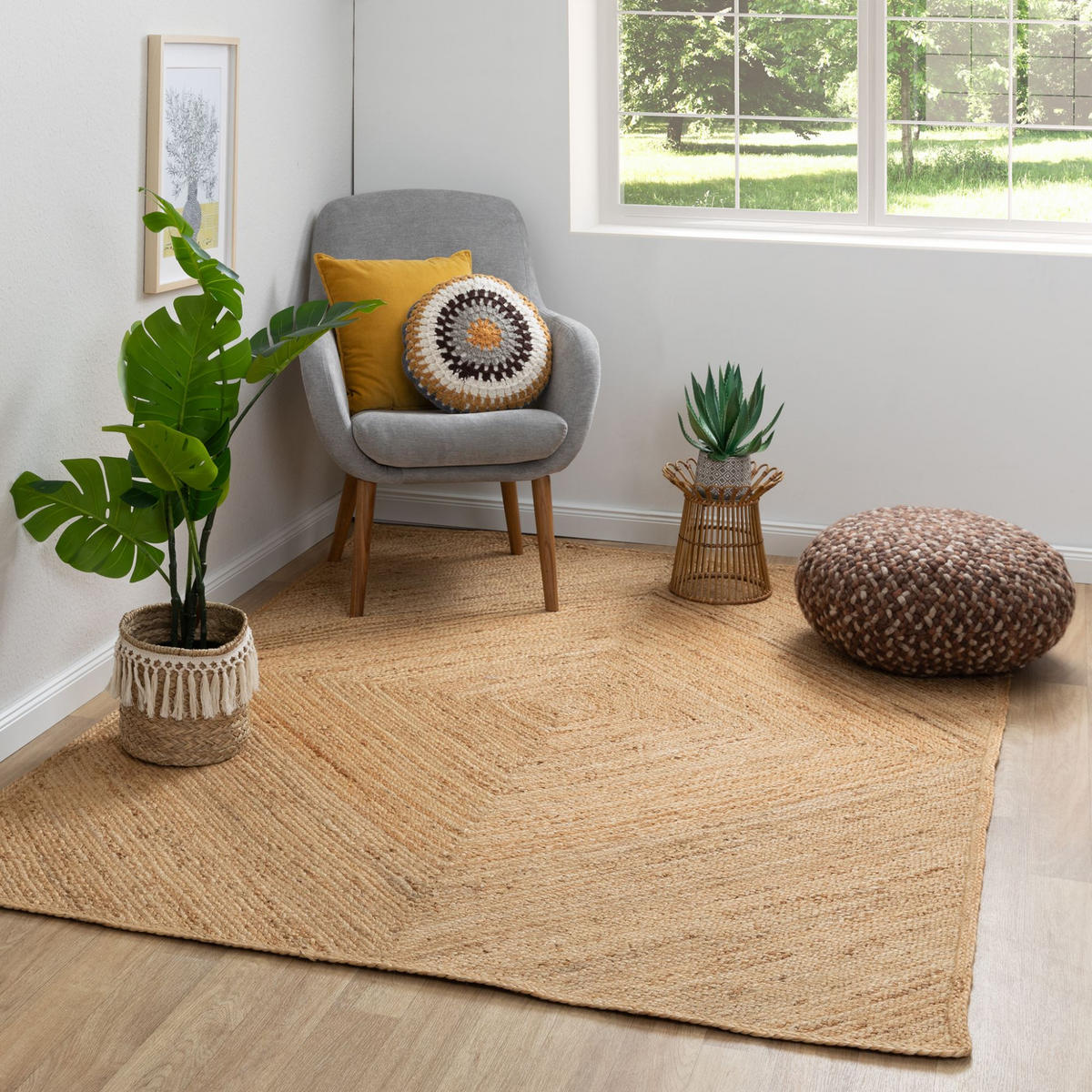 FLACHGEWEBETEPPICH 200/240 cm Goa Raute - Naturfarben, Naturmaterialien (200/240cm) - Steffensmeier