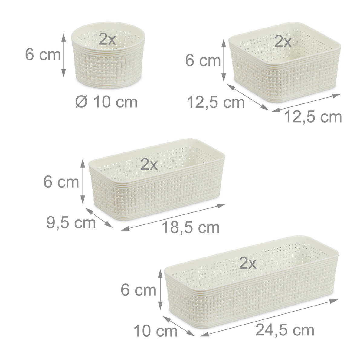 10-DIELNY zásuvkový organizér - biela, plast (35/13/28.5cm) - Relaxdays