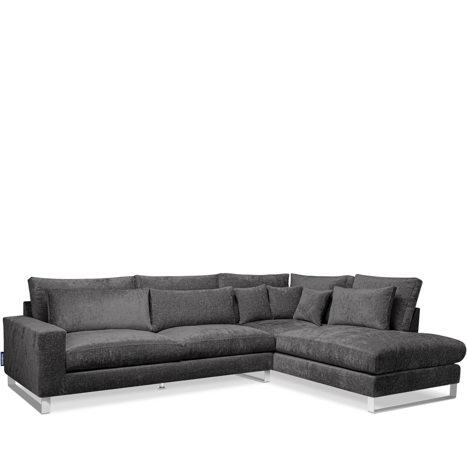 ECKSOFA RECHTS BRENTIS Chenille-Stoff, Grau - Grau, Textil (314/224cm) - KONSIMO®