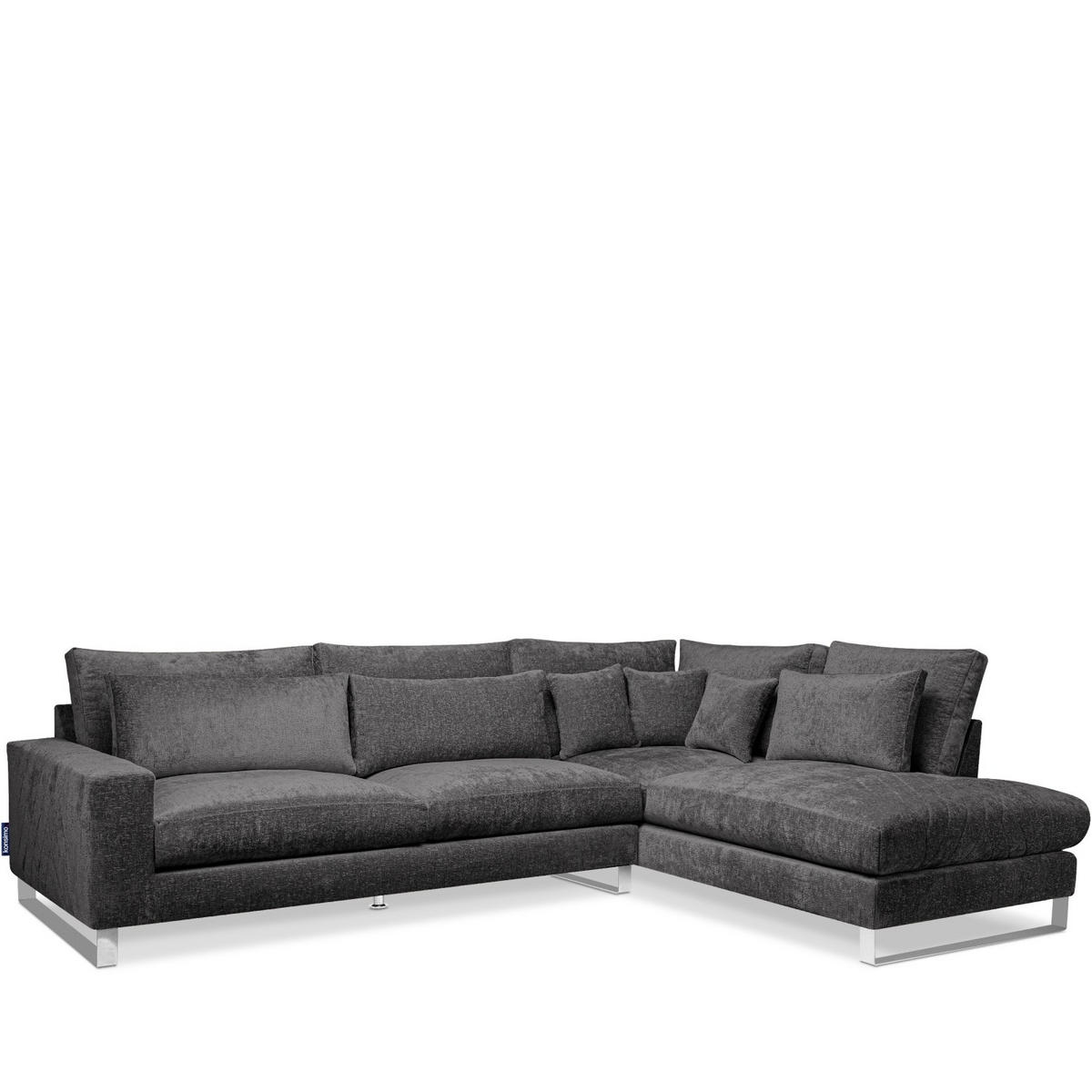 ECKSOFA RECHTS BRENTIS Chenille-Stoff, Grau - Grau, Textil (314/224cm) - KONSIMO®