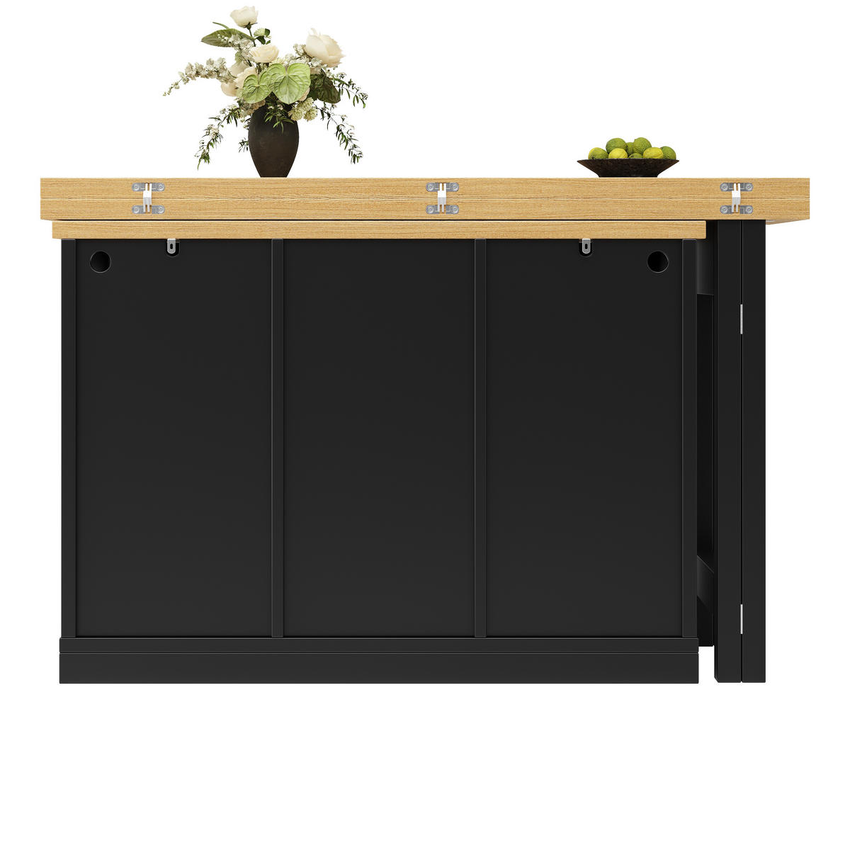 ESSTISCH Ausziehbar 120–197cm 360° LED Stauraum Weinregal - Schwarz, Holzwerkstoff (40/120/72cm) - FLIEKS