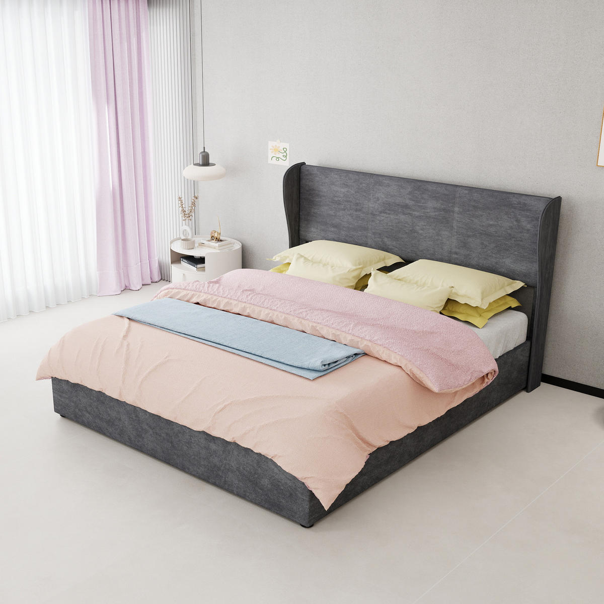 STAURAUMBETT 160/200 cm DE-32993 mit Gaslift-Stauraum und Matratze Grau - Grau, Metall (160/200cm) - ComfortXL