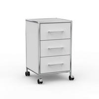 BÜRO-ROLLCONTAINER Holz, 40cm - 3 Schubladen, Lichtgrau - Chromfarben/Silberfarben, Holzwerkstoff/Metall (40/66.5/39.7cm) - Versee