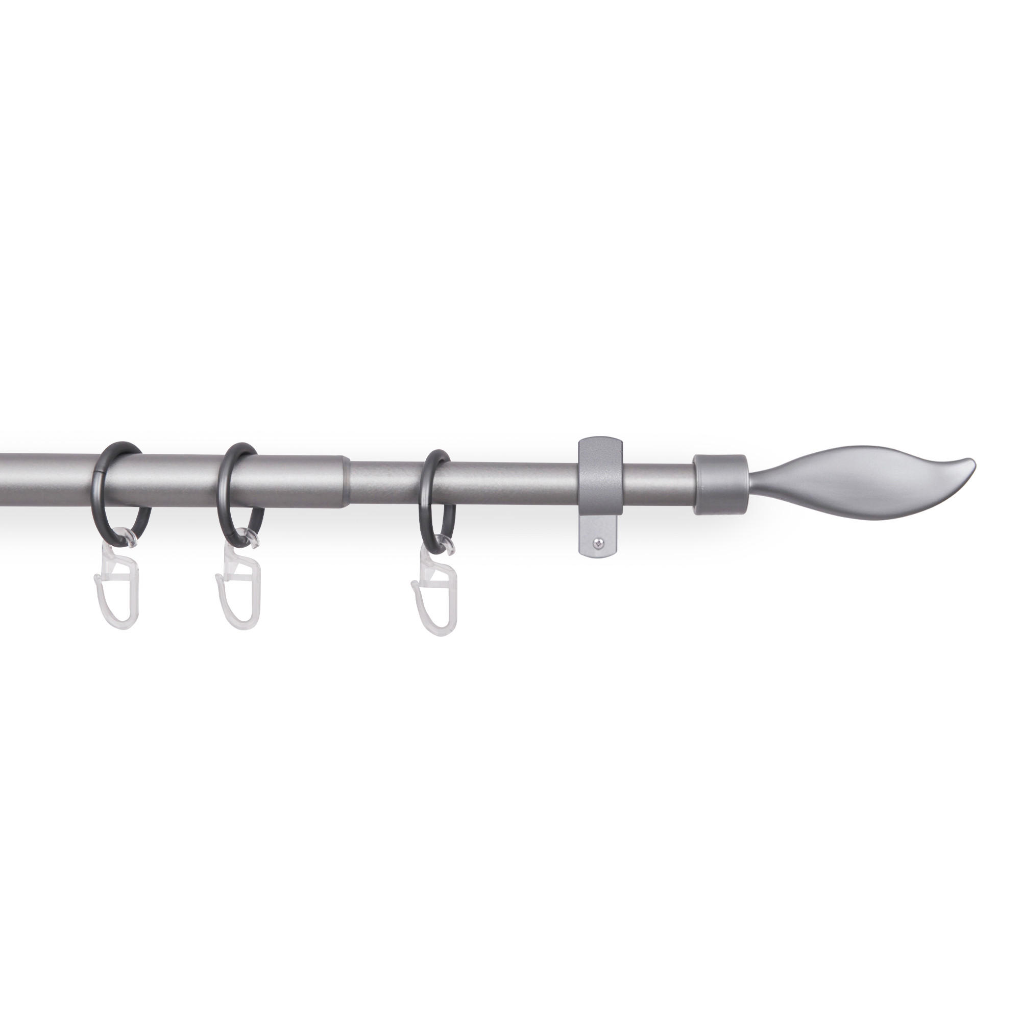 GARDINENSTANGENSET 120-220cm Silber Flamme - Silberfarben, Metall (120cm)